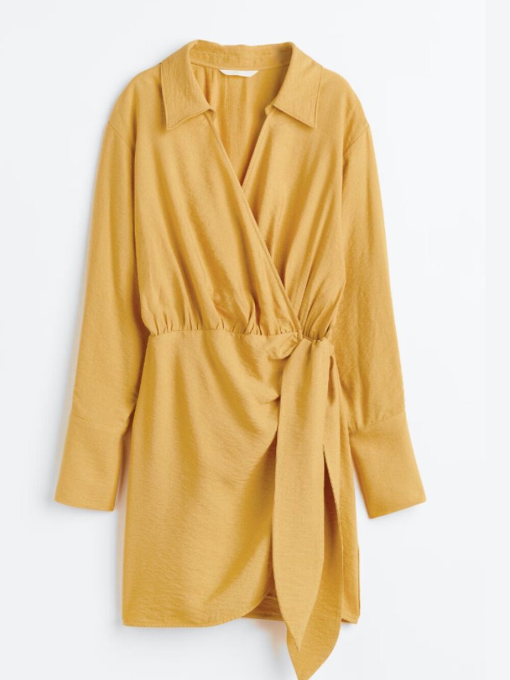 H&M Yellow Wrap Mini Dress Womens Size XS